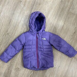 The North Face 550 Moondoggy Puffer Jacket Purple Full Zip Quilted Kids Girls 4T